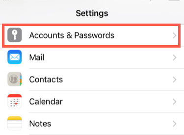 Tap Accounts and Password